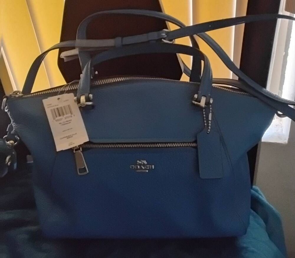 NWT~COACH Polished Pebble Leather Prairie Satchel in Cobalt Blue~$328 tag~
